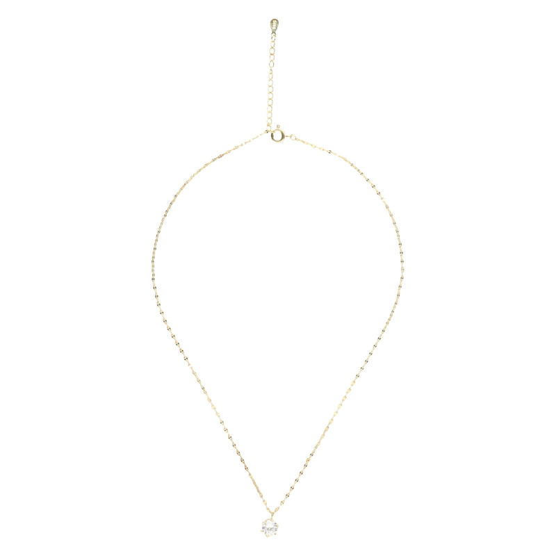 14K Gold Plated Solitaire Necklace - Carbone&