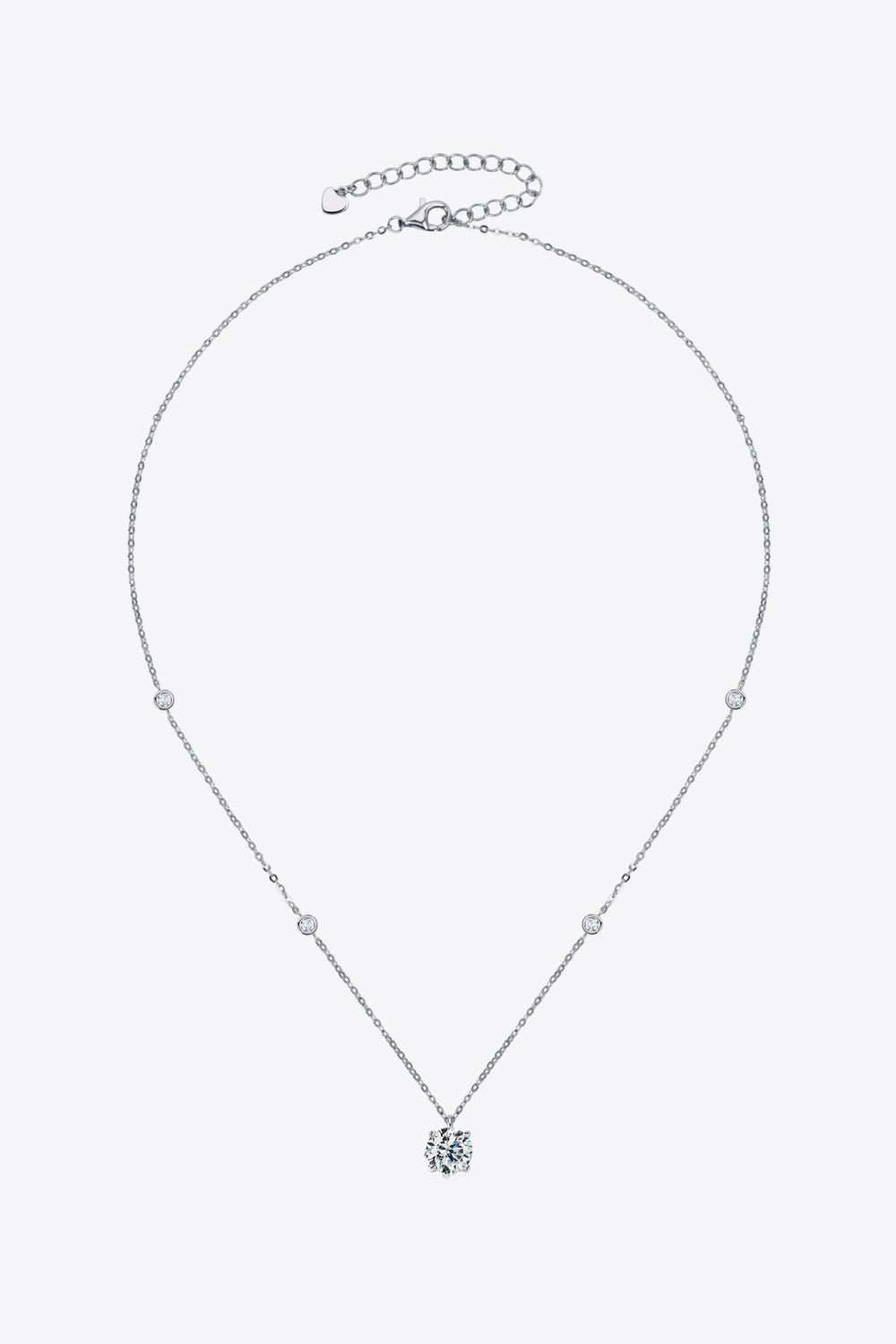 2 Carat Moissanite 4-Prong 925 Sterling Silver Necklace - Carbone's Marketplace