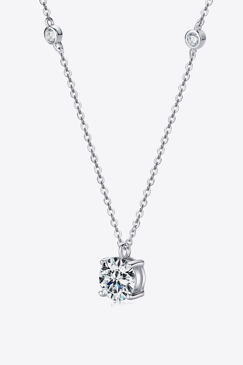 2 Carat Moissanite 4-Prong 925 Sterling Silver Necklace - Carbone&