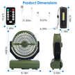 20000mAh Rechargeable Oscillating Camping Fan with Flashlight Hanging Hook Remote Control Portable Fan for Tent Emergency Power Bank Desk Fan with Timer Speed Setting - Carbone's Marketplace