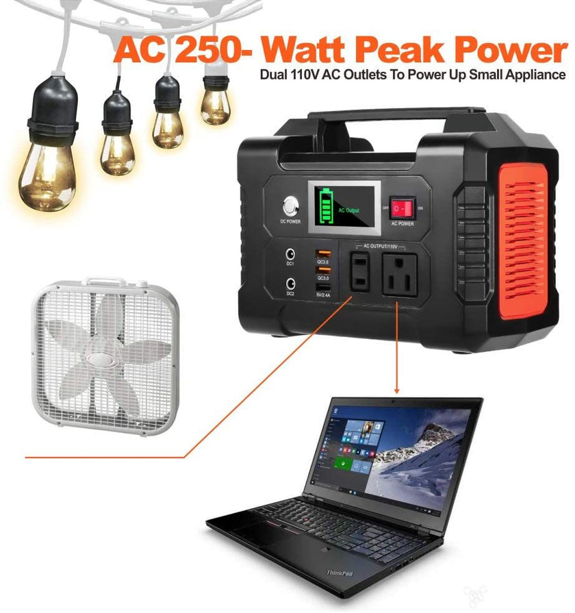 200W Portable Power Station, FlashFish 40800mAh Solar Generator with 110V AC Outlet/2 DC Ports/3 USB Ports, Backup Battery Pack Power Supply for CPAP Outdoor Advanture Load Trip Camping Emergency - Carbone's Marketplace