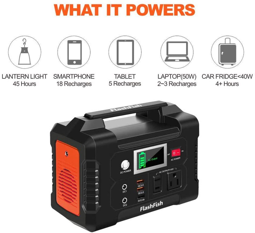 200W Portable Power Station, FlashFish 40800mAh Solar Generator with 110V AC Outlet/2 DC Ports/3 USB Ports, Backup Battery Pack Power Supply for CPAP Outdoor Advanture Load Trip Camping Emergency - Carbone's Marketplace