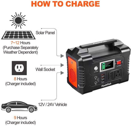 200W Portable Power Station, FlashFish 40800mAh Solar Generator with 110V AC Outlet/2 DC Ports/3 USB Ports, Backup Battery Pack Power Supply for CPAP Outdoor Advanture Load Trip Camping Emergency - Carbone's Marketplace