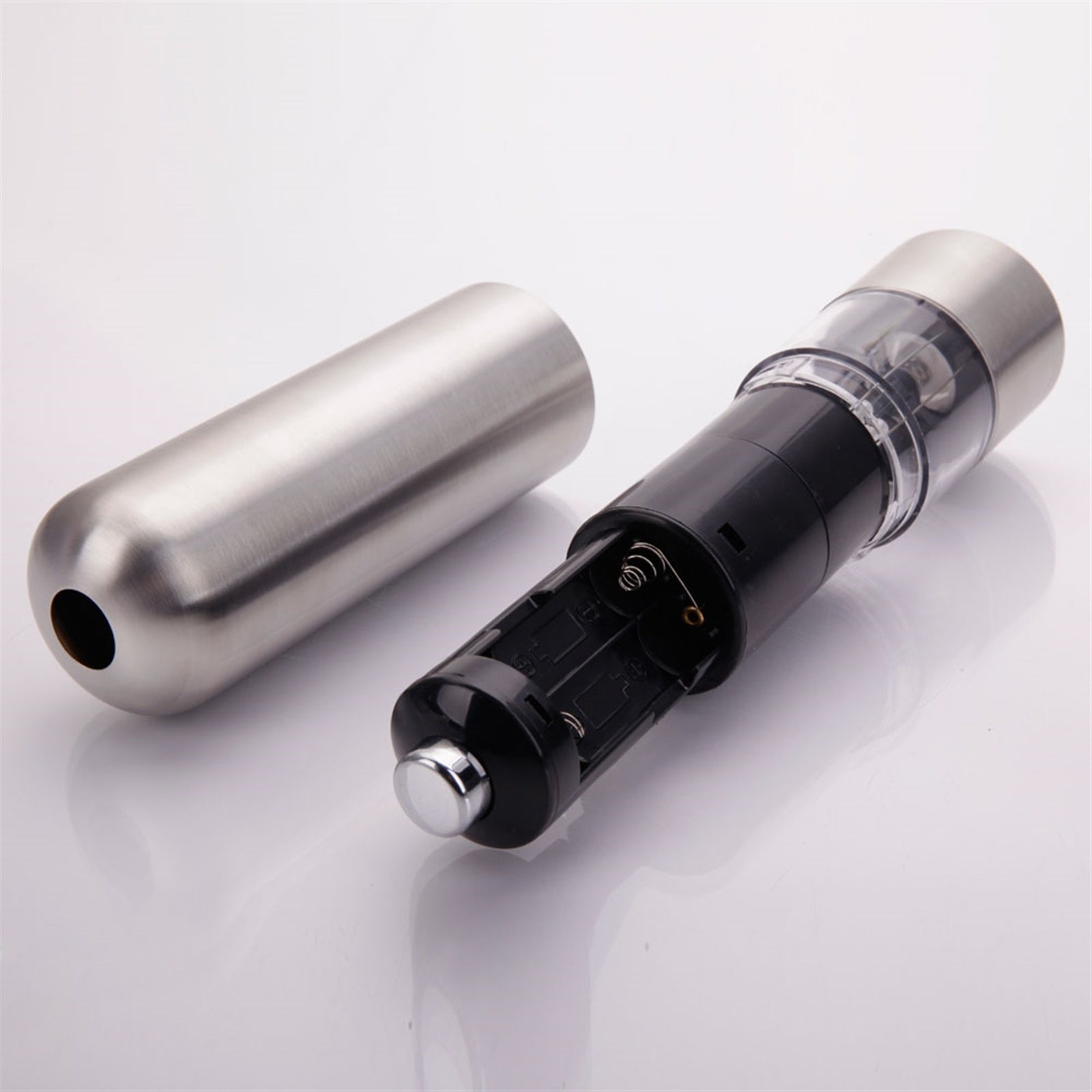 2pcs Stainless Steel Electric Automatic Pepper Mills Salt Grinder Silver - Carbone's Marketplace