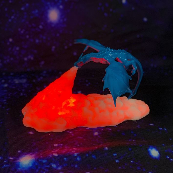 3D Printed Dragon LED Lamp - Carbone's Marketplace