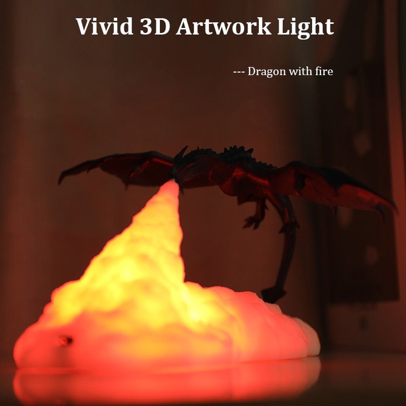 3D Printed Dragon LED Lamp - Carbone's Marketplace