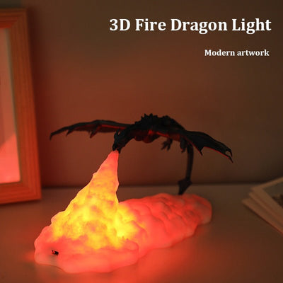 3D Printed Dragon LED Lamp - Carbone's Marketplace