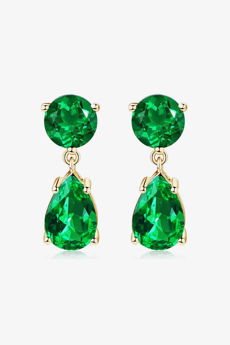 Lab-Grown Emerald Drop Earrings- Carbone&