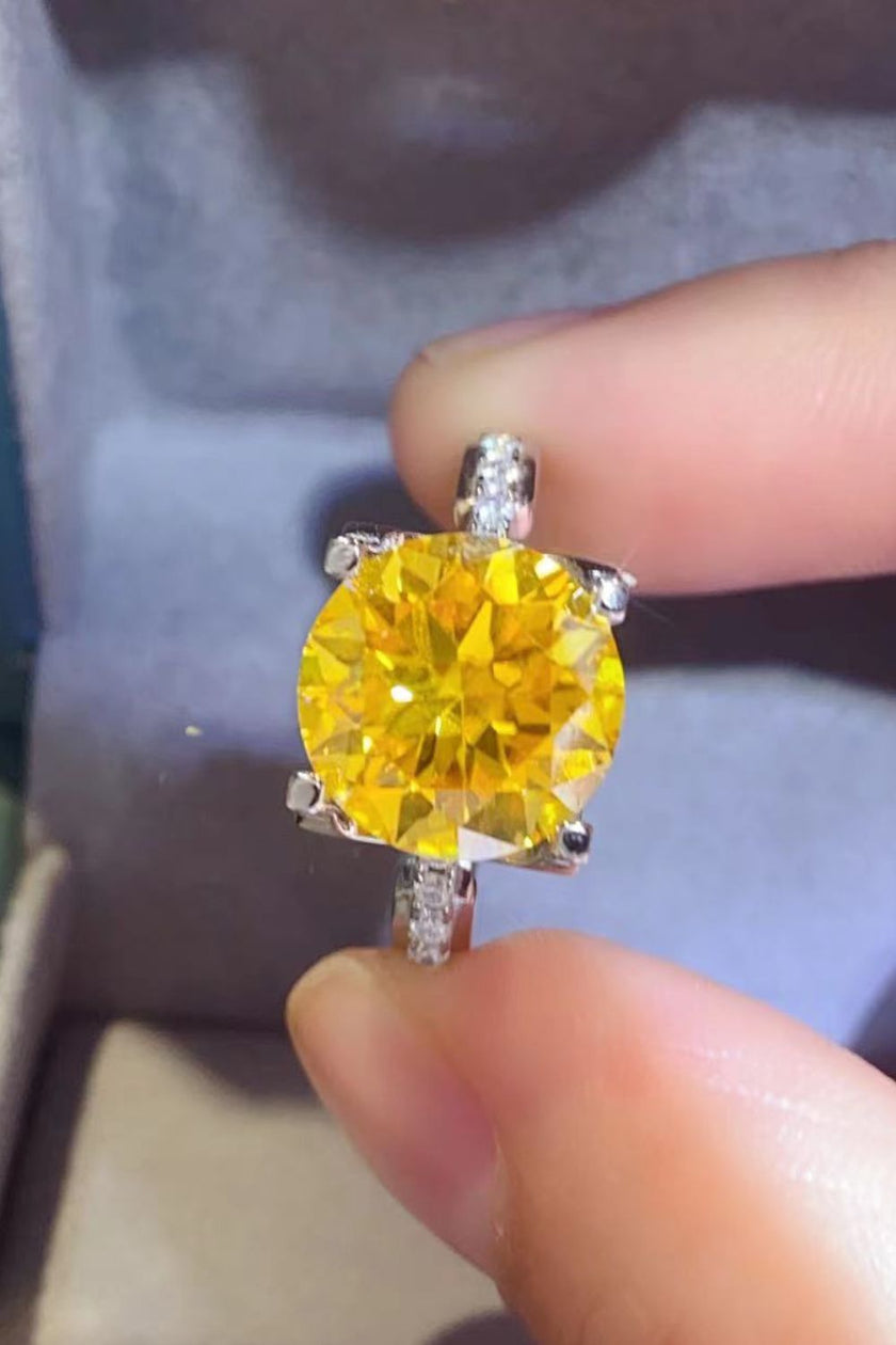 5 Carat Moissanite 925 Sterling Silver Ring in Banana Yellow - Carbone's Marketplace