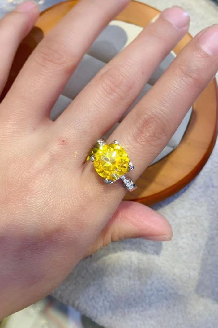 5 Carat Moissanite 925 Sterling Silver Ring in Banana Yellow - Carbone's Marketplace