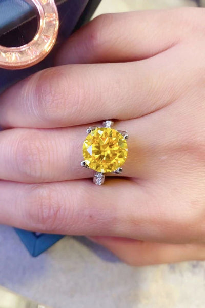 5 Carat Moissanite 925 Sterling Silver Ring in Banana Yellow - Carbone's Marketplace