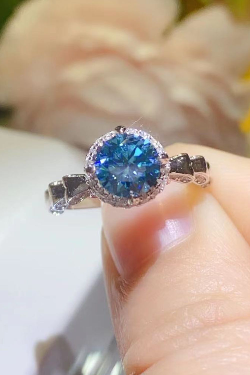 925 Sterling Silver 1 Carat Moissanite Cluster Ring - Carbone's Marketplace