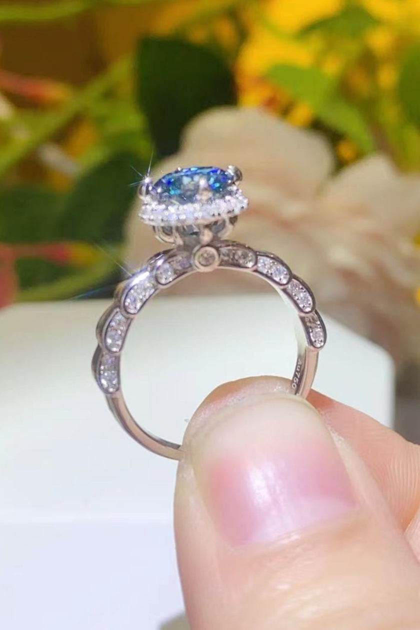 925 Sterling Silver 1 Carat Moissanite Cluster Ring - Carbone's Marketplace