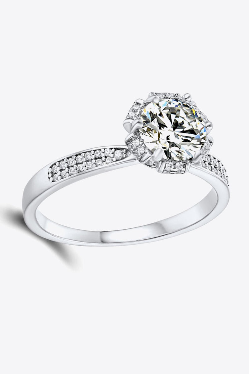 925 Sterling Silver 1 Carat Moissanite Ring - Carbone&