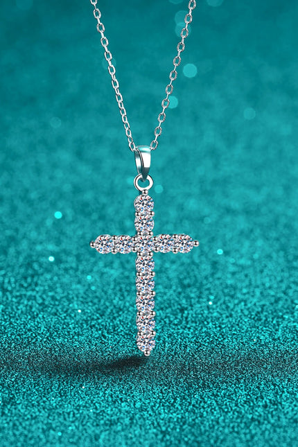 925 Sterling Silver Cross Moissanite Necklace - Carbone's Marketplace