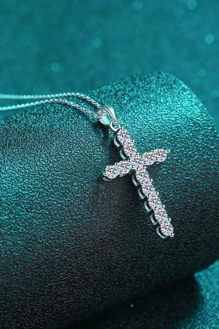 925 Sterling Silver Cross Moissanite Necklace - Carbone's Marketplace