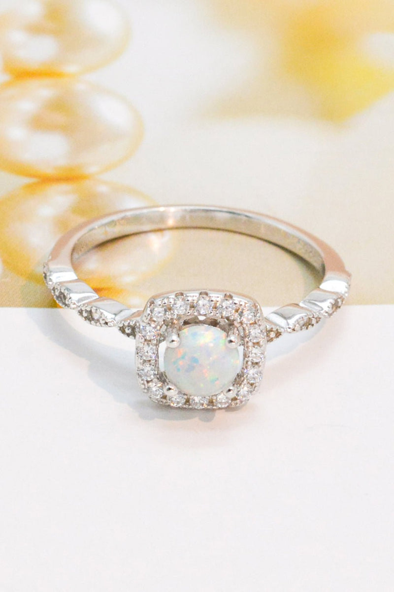 925 Sterling Silver Inlaid Opal Ring - Carbone&