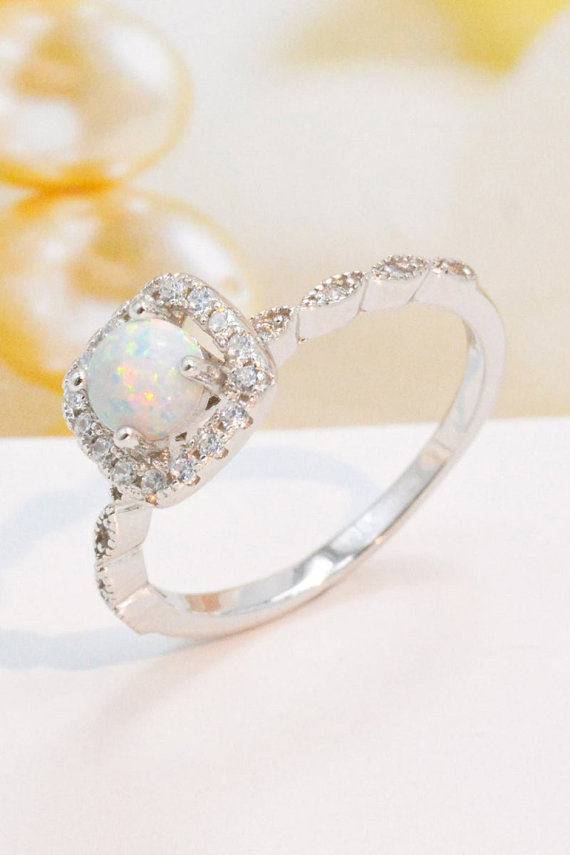 925 Sterling Silver Inlaid Opal Ring - Carbone&