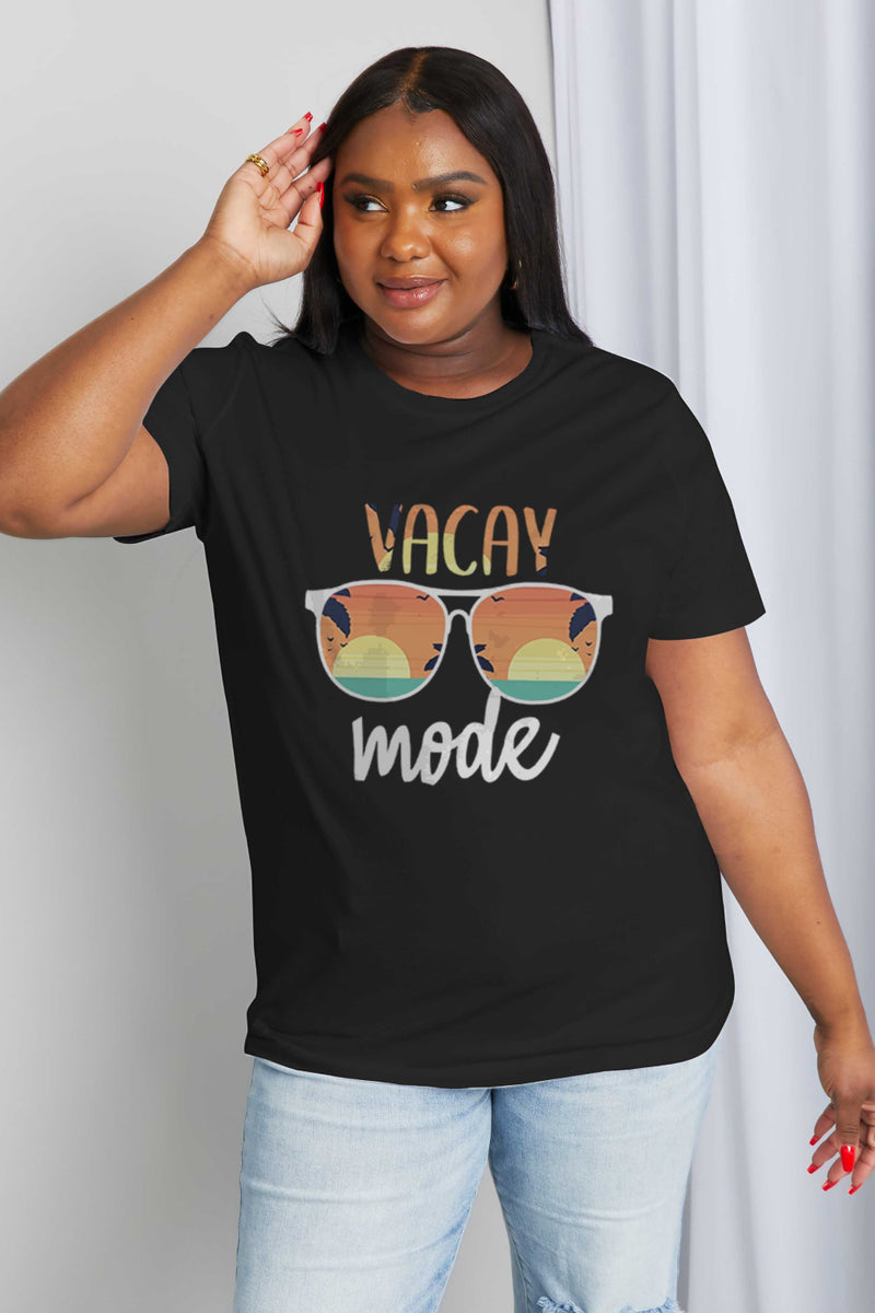 Simply Love Full Size VACAY MODE Graphic Cotton Tee-Front