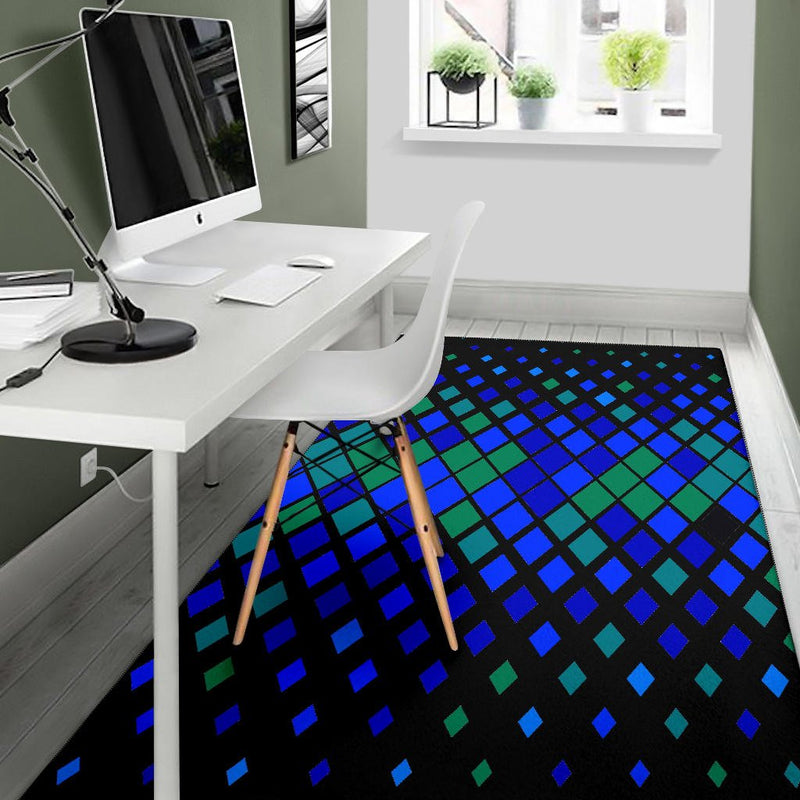 Abstract Blue Green Diamonds Area Rug - Carbone&