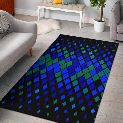 Abstract Blue Green Diamonds Area Rug - Carbone's Marketplace