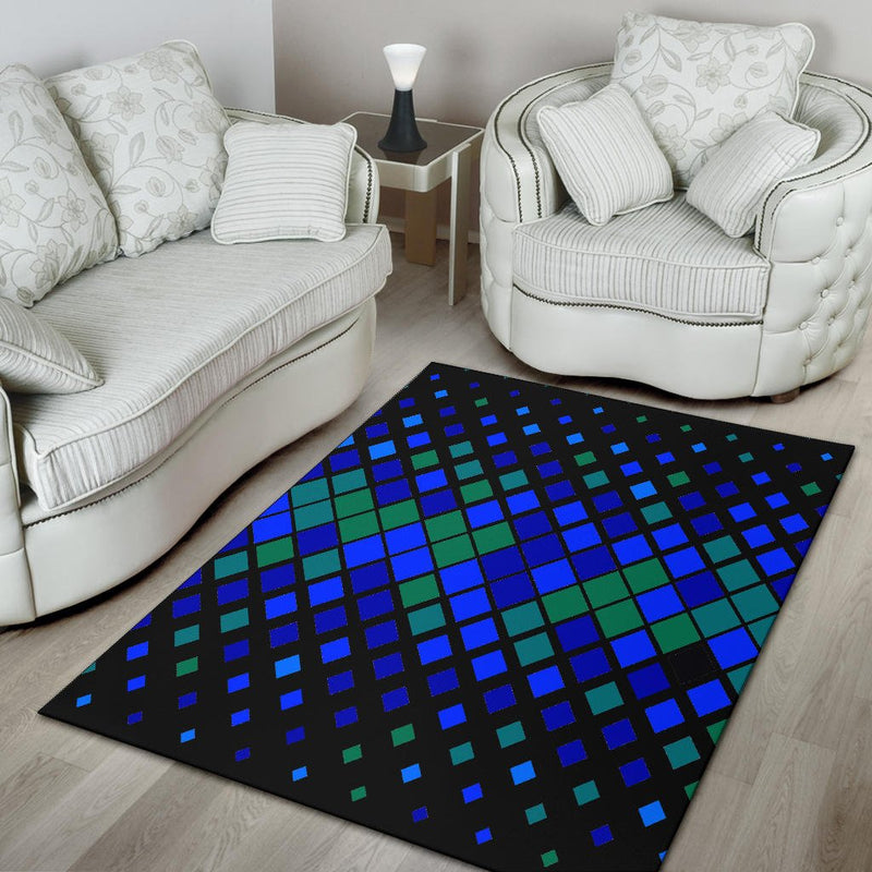 Abstract Blue Green Diamonds Area Rug - Carbone&