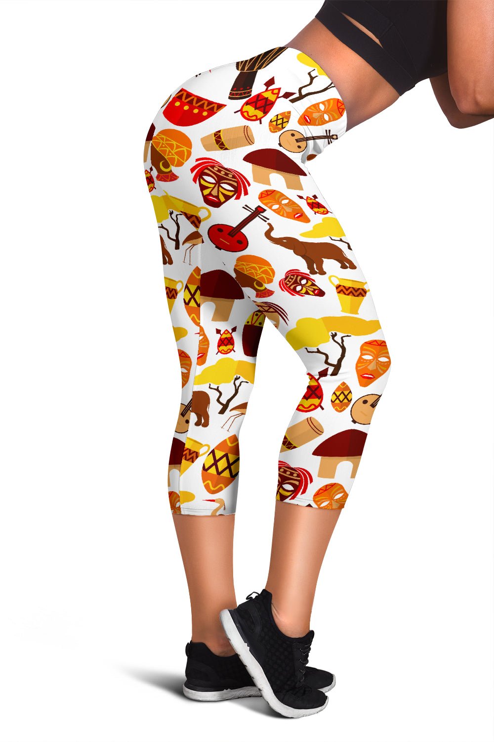 African Ethnic Tripe Women's Capris Leggings - Carbone's Marketplace