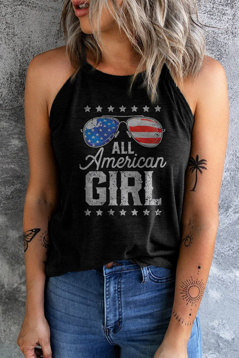 ALL AMERICAN GIRL Graphic Tank front view- Carbone&