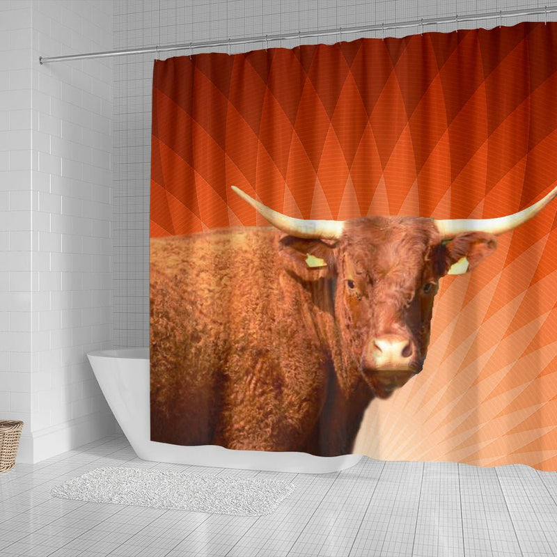 Amazing Salers Cattle (Cow) Print Shower Curtain-Free Shipping