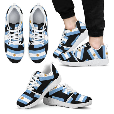 ARGENTINA'S PRIDE! Argentina's FLAGSHOE - Men's Athletic Sneaker (black bg - white lace) - Carbone's Marketplace