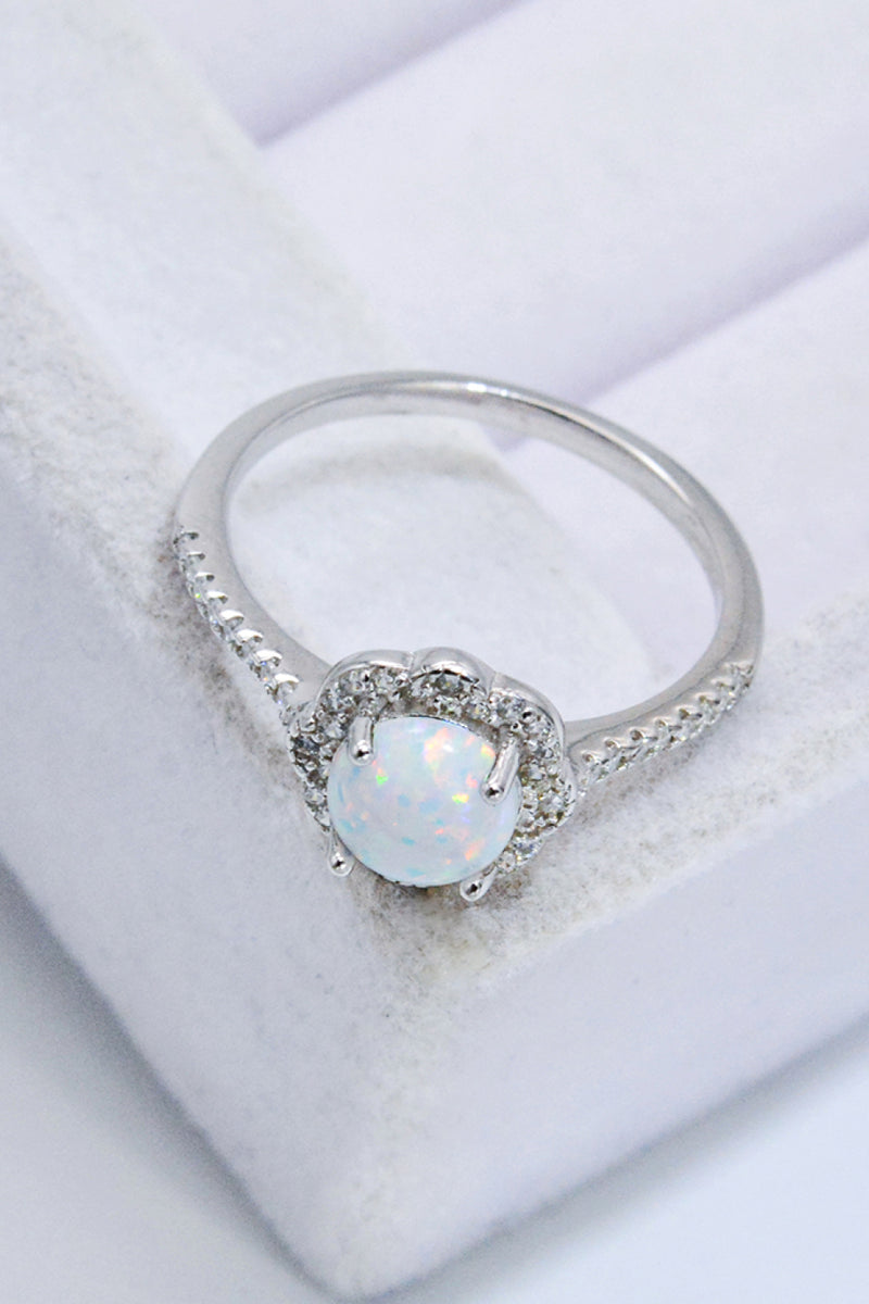 Platinum-Plated 4-Prong Opal Ring