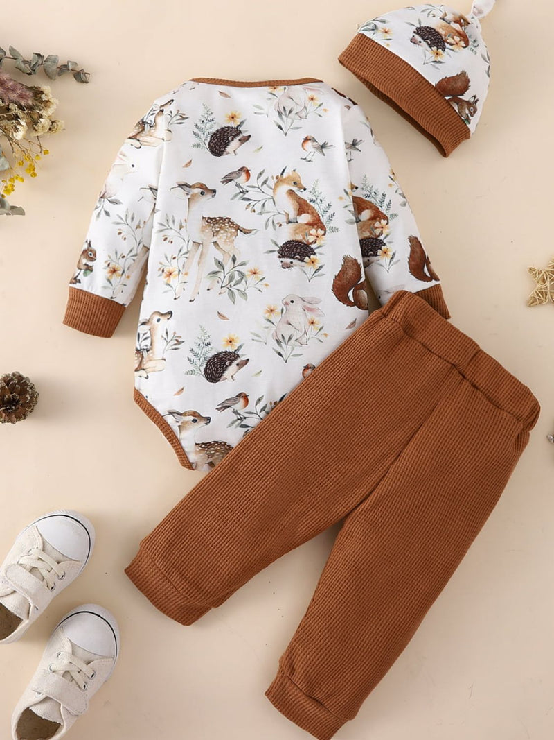 Baby Printed Bodysuit and Waffle-Knit Joggers Set - Carbone&