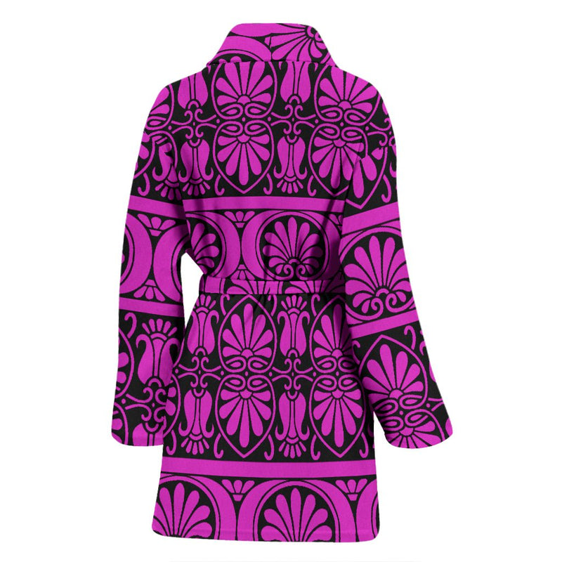 Bathrobe Pink Pattern on Black Women&