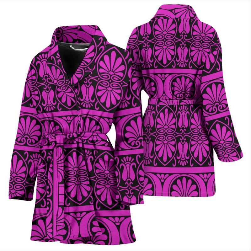 Bathrobe Pink Pattern on Black Women&