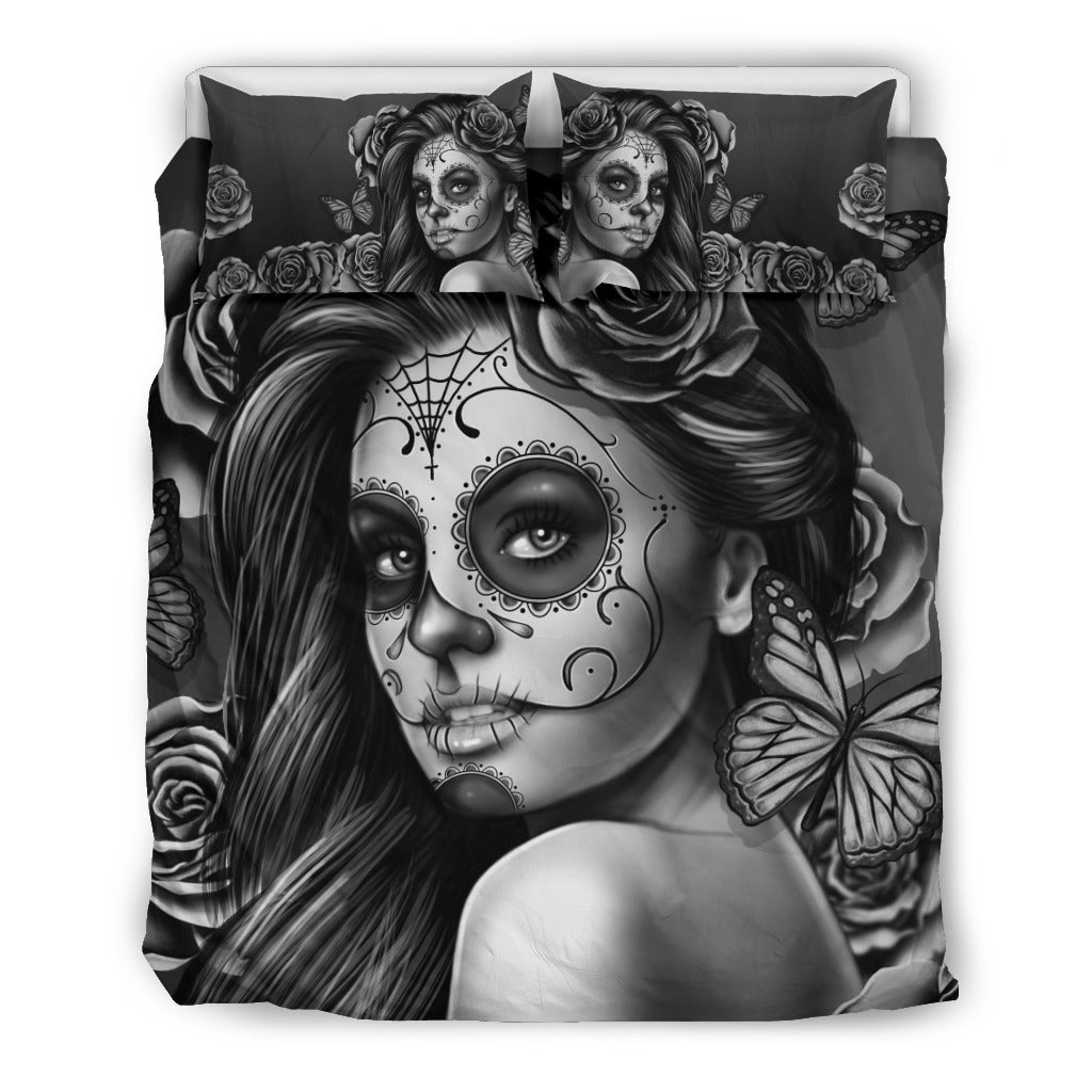 Bedding Set Calavera (Gray on Beige) - Carbone's Marketplace