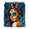 Bedding Set Calavera (Turquoise on Beige) - Carbone's Marketplace