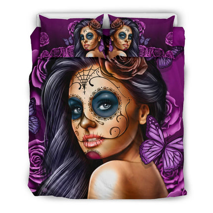 Bedding Set Calavera (Violet on Beige) - Carbone's Marketplace