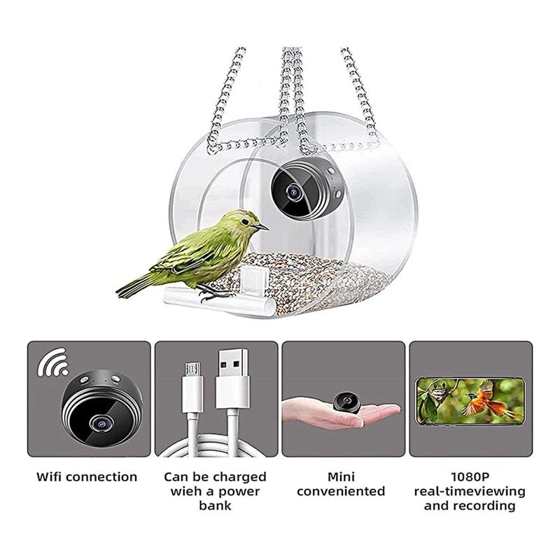 Bird Feeder With Wireless Outdoor Camera, Bird House With 720P Camera Night Version Wifi Camera - Carbone's Marketplace