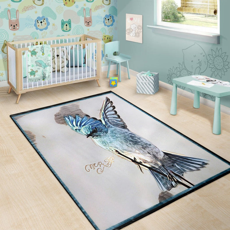 Bird Models: Mountain Bluebird 01-02 Area Rug - Carbone&