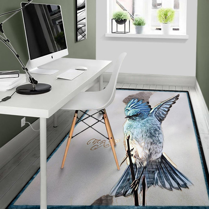 Bird Models: Mountain Bluebird 01-02 Area Rug - Carbone&