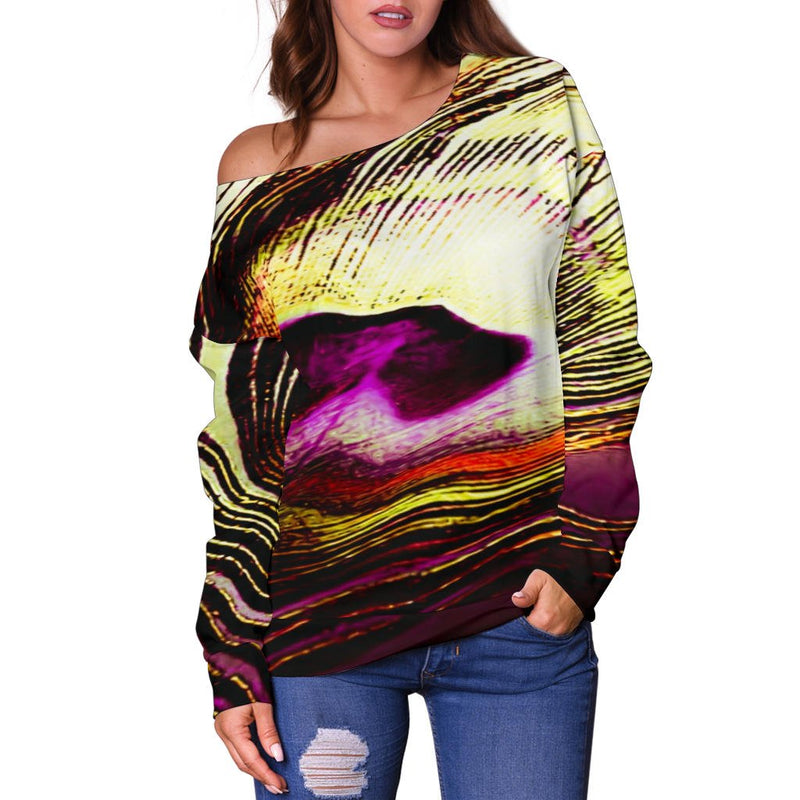 Bird Models: Peacock Feathers 04-01 Off Shoulder Sweater - Carbone&