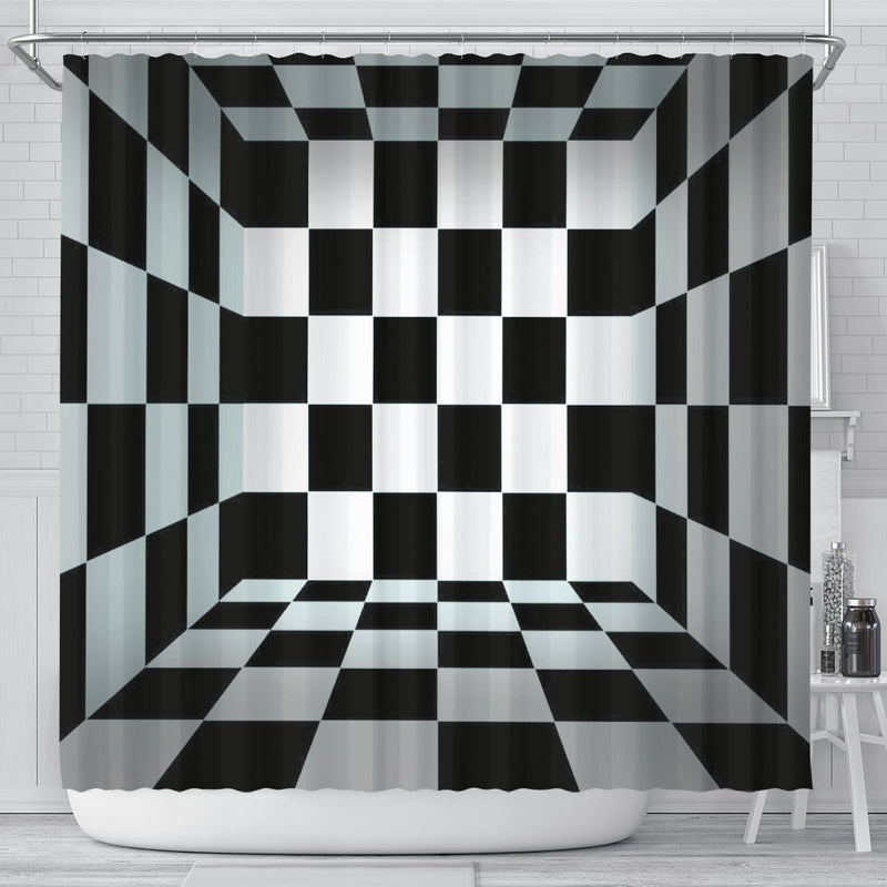 Black and White squares Shower Curtain - Carbone&