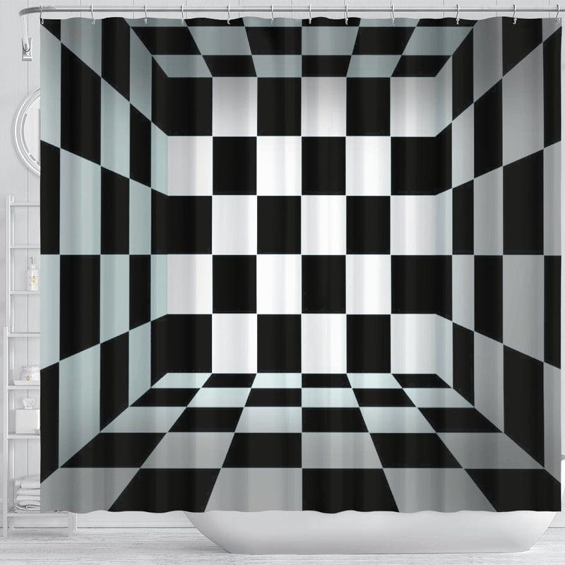 Black and White squares Shower Curtain - Carbone&