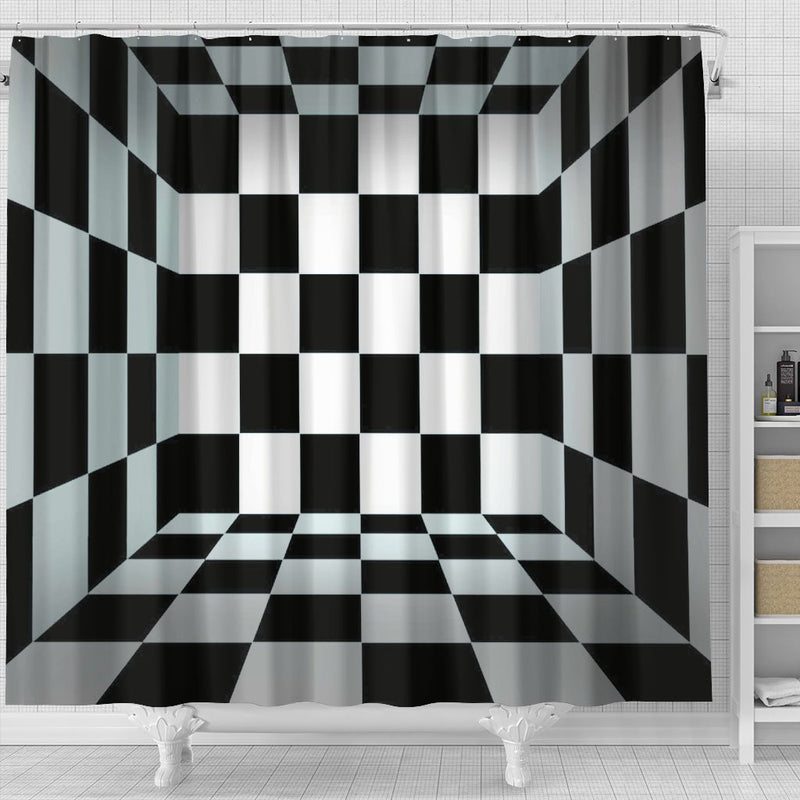 Black and White squares Shower Curtain - Carbone&