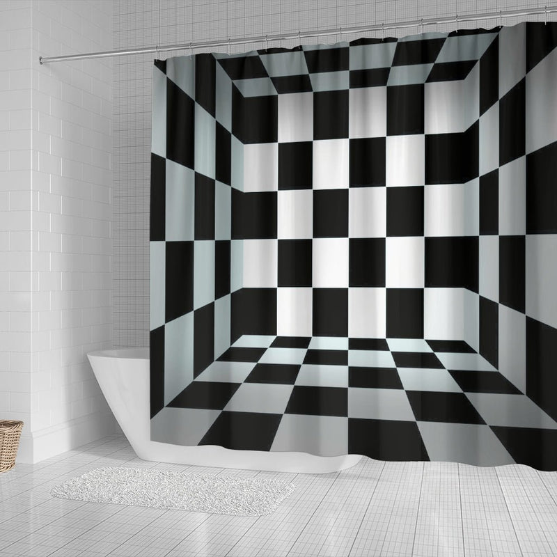 Black and White squares Shower Curtain - Carbone&