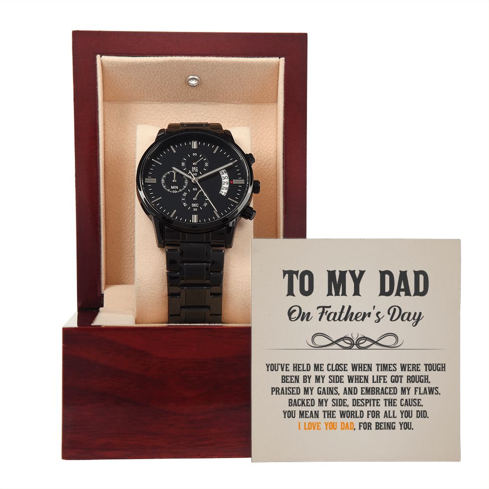 Black Chronograph Watch - For Dad - Carbone's Marketplace