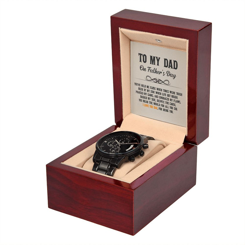 Black Chronograph Watch - For Dad - Carbone's Marketplace
