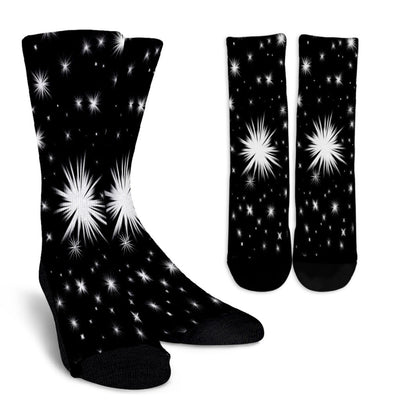 Black & White Starbursts Crew Socks - Carbone's Marketplace