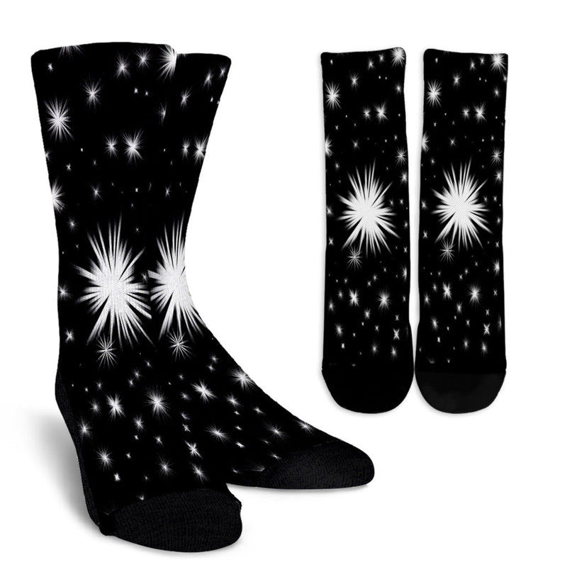 Black & White Starbursts Crew Socks - Carbone&