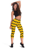 Black Zigzag Bee Pattern Capris Leggings - Carbone's Marketplace